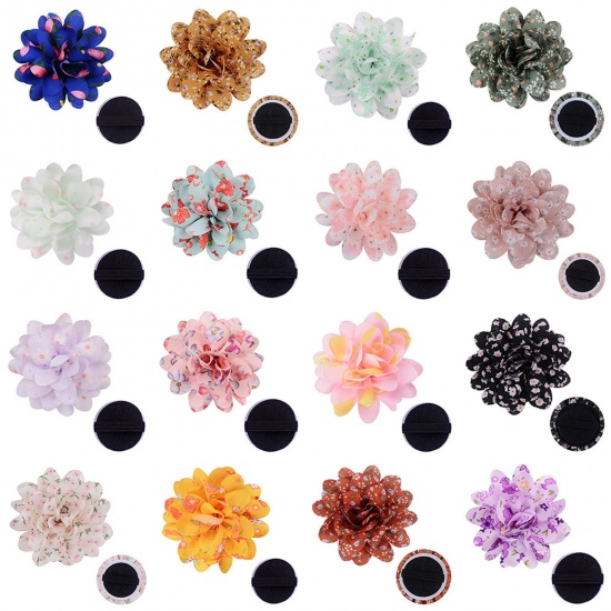 Immagine di Chiffon Decorazione Floreale Artificiale A Colori Misti Casuali 8cm Dia., 5 Pz