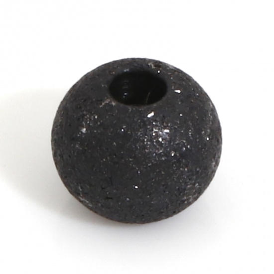 Picture of Eco-friendly PVD Vacuum Plating 304 Stainless Steel Beads For DIY Jewelry Making Round Black Sparkledust 6mm Dia., Hole: Approx 1.8mm, 10 PCs