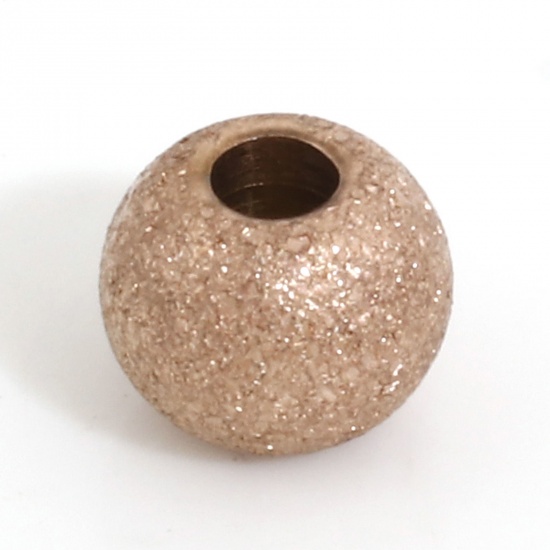 Picture of Eco-friendly PVD Vacuum Plating 304 Stainless Steel Beads For DIY Jewelry Making Round Rose Gold Sparkledust 6mm Dia., Hole: Approx 1.8mm, 10 PCs