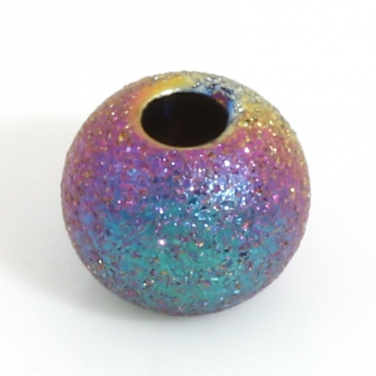 Picture of Eco-friendly PVD Vacuum Plating 304 Stainless Steel Beads For DIY Jewelry Making Round Rainbow Color Plated Sparkledust 6mm Dia., Hole: Approx 1.8mm, 10 PCs