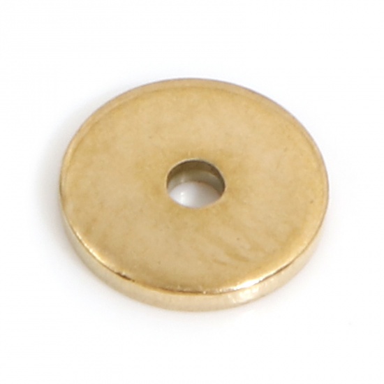 Bild von Umweltfreundliche PVD-Vakuumbeschichtung 304 Edelstahl Abstandsperlen für DIY-Armband-Schmuckherstellung Rund 18K Gold plattiert 6mm D., Loch: ca. 1mm, 10 Stück