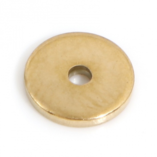 Immagine di Placcatura Sottovuoto Ecologica 304 Acciaio Inossidabile Perline Distanziatrici per Gioielli Fai-da-te che Fanno Risultati Tondo Placcato Oro 18K 6mm Dia., Buco: Circa 1mm, 10 Pz