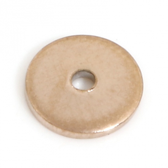 Bild von Umweltfreundliche PVD-Vakuumbeschichtung 304 Edelstahl Abstandsperlen für DIY-Armband-Schmuckherstellung Rund Rosegold 6mm D., Loch: ca. 1mm, 10 Stück