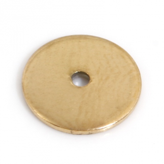 Picture of Eco-friendly PVD Vacuum Plating 304 Stainless Steel Spacer Beads For DIY Bracelet Jewelry Making Findings Round 18K Gold Plated 8mm Dia., Hole: Approx 1mm, 10 PCs