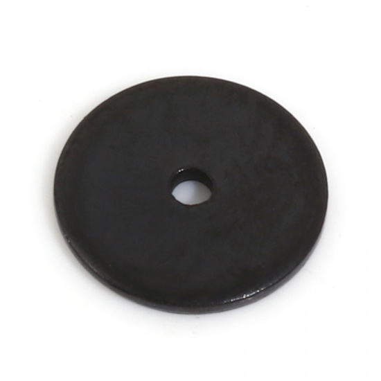 Picture of Eco-friendly PVD Vacuum Plating 304 Stainless Steel Spacer Beads For DIY Bracelet Jewelry Making Findings Round Black 8mm Dia., Hole: Approx 1mm, 10 PCs