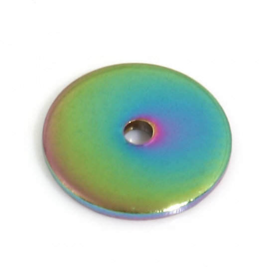 Picture of Eco-friendly PVD Vacuum Plating 304 Stainless Steel Spacer Beads For DIY Bracelet Jewelry Making Findings Round Rainbow Color Plated 8mm Dia., Hole: Approx 1mm, 10 PCs