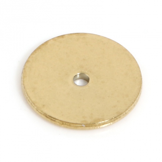 Bild von Umweltfreundliche PVD-Vakuumbeschichtung 304 Edelstahl Abstandsperlen für DIY-Armband-Schmuckherstellung Rund 18K Gold plattiert 10mm D., Loch: ca. 1mm, 10 Stück
