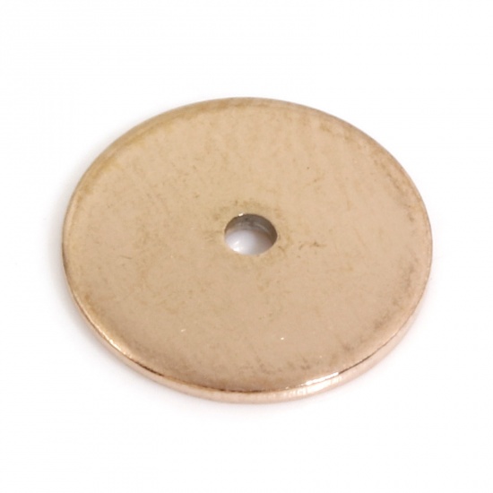 Bild von Umweltfreundliche PVD-Vakuumbeschichtung 304 Edelstahl Abstandsperlen für DIY-Armband-Schmuckherstellung Rund Rosegold 10mm D., Loch: ca. 1mm, 10 Stück