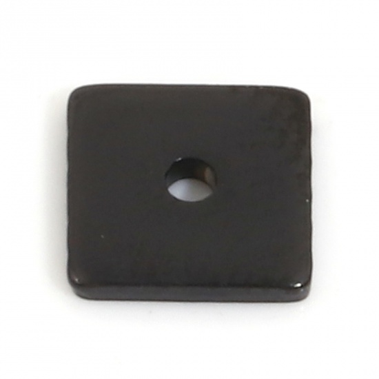 Imagen de Recubrimiento al Vacío PVD Ecológico 304 Acero Inoxidable Perlas Espaciadoras para Hacer Pulseras DIY Hallazgos para Hacer Joyas Cuadrado Negro 8mm x 8mm, Agujero: Aprox 1mm, 10 Unidades