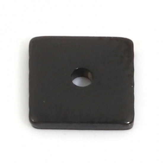 Immagine di Placcatura Sottovuoto Ecologica 304 Acciaio Inossidabile Perline Distanziatrici per Gioielli Fai-da-te che Fanno Risultati Quadrato Nero 8mm x 8mm, Buco: Circa 1mm, 10 Pz