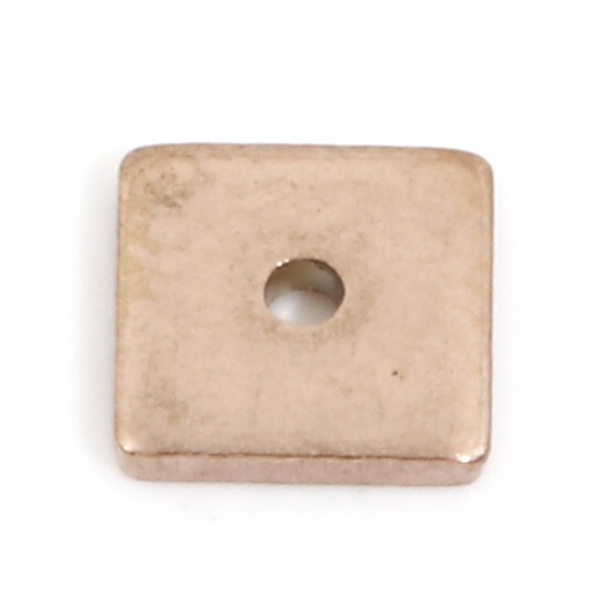 Imagen de Recubrimiento al Vacío PVD Ecológico 304 Acero Inoxidable Perlas Espaciadoras para Hacer Pulseras DIY Hallazgos para Hacer Joyas Cuadrado Oro Rosa 8mm x 8mm, Agujero: Aprox 1mm, 10 Unidades