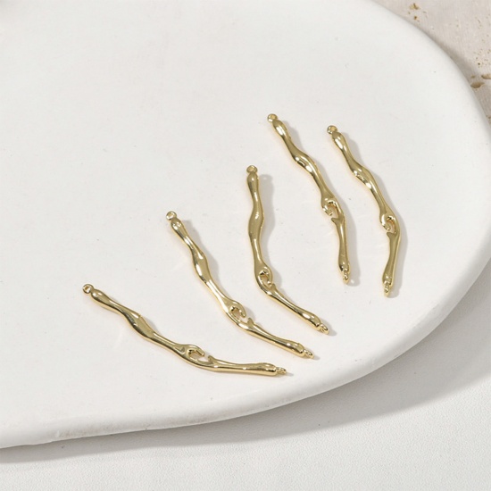 Picture of Brass Connectors Charms Pendants Gold Plated Strip Drop 4.3cm x 0.4cm, 1 Piece                                                                                                                                                                                