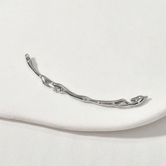 Picture of Brass Connectors Charms Pendants Silver Tone Strip Drop 6.7cm x 0.5cm, 1 Piece                                                                                                                                                                                