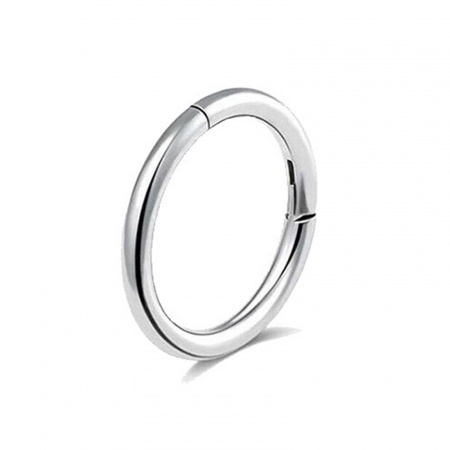 Picture of 316 Stainless Steel Nose Ring Hoops Body Piercing Jewelry Round Silver Tone 9mm Dia., Post/ Wire Size: (18 gauge), 2 PCs