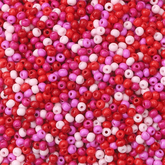 Picture of Glass Seed Beads Round Rocailles Fuchsia Opaque About 2mm Dia., Hole: Approx 0.8mm, 10 Grams