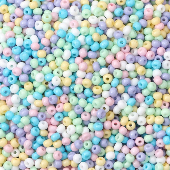 Picture of Glass Seed Beads Round Rocailles Multicolor Opaque About 2mm Dia., Hole: Approx 0.8mm, 10 Grams