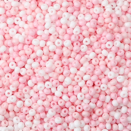 Picture of Glass Seed Beads Round Rocailles Light Pink Opaque About 2mm Dia., Hole: Approx 0.8mm, 10 Grams