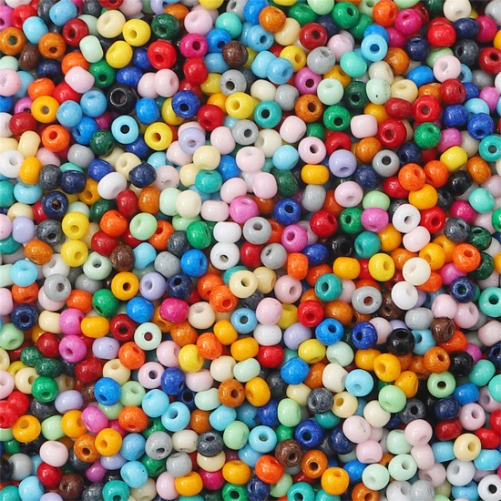 Picture of Glass Seed Beads Round Rocailles At Random Mixed Color Opaque About 2mm Dia., Hole: Approx 0.8mm, 10 Grams