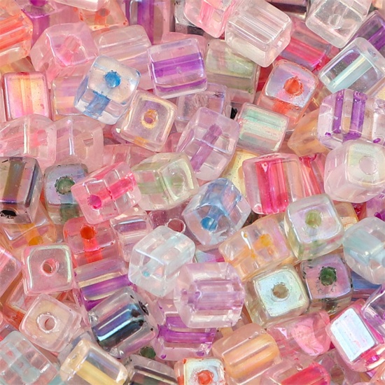 Picture of Glass Square Seed Seed Beads Square At Random Mixed Color Colorful About 5mm x 5mm, Hole: Approx 1mm, 10 Grams