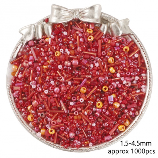 Picture of Glass Seed Beads Round Rocailles Red Opaque 30 Grams