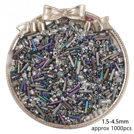 Picture of Glass Seed Beads Round Rocailles Gunmetal Opaque 30 Grams