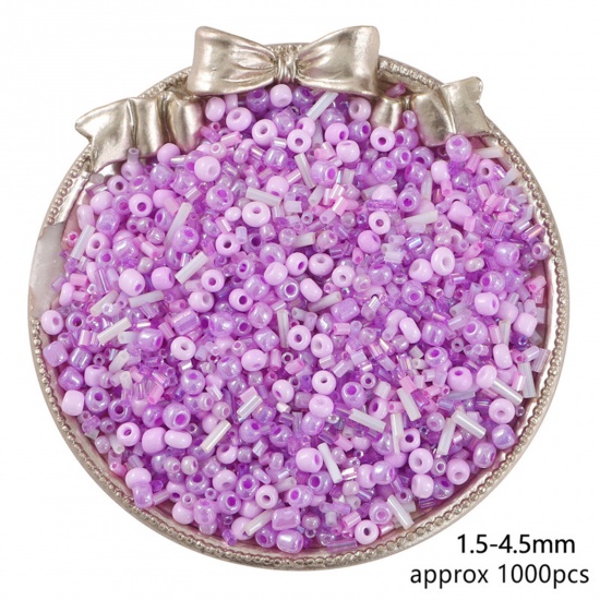 Picture of Glass Seed Beads Round Rocailles Purple Opaque 30 Grams