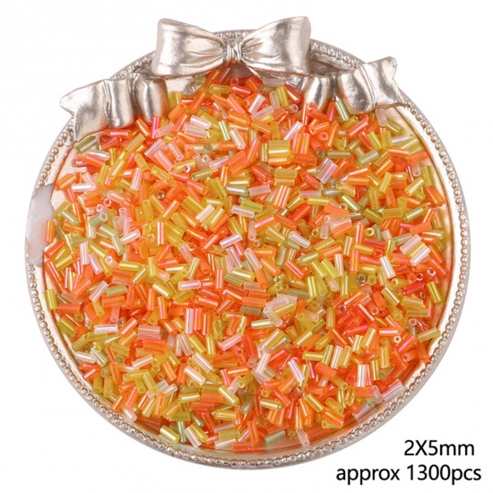 Picture of Glass Seed Beads Tube Orange About 5mm x 2mm, 30 Grams