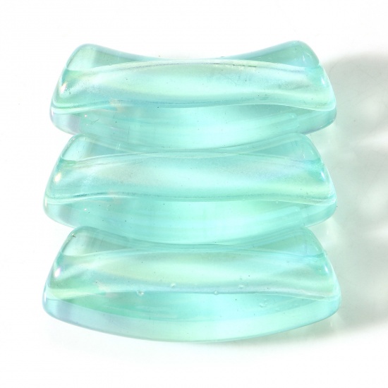 Image de Perles pour DIY Fabrication de Bijoux de Charme en Acrylique Vert Menthe Couleur AB Arc 34.5mm x 11mm, Trou: env. 3mm, 10 Pcs