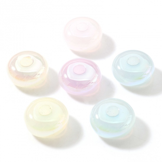 Picture of Acrylic Beads For DIY Charm Jewelry Making At Random Mixed Color AB Rainbow Color Abacus Pearlized About 18mm Dia., Hole: Approx 4.6mm, 10 PCs