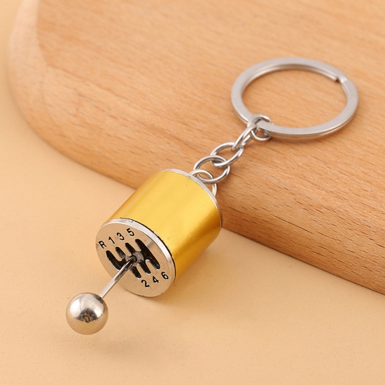Bild von Kreativ Schlüsselkette & Schlüsselring Silberfarbe Golden Auto-Schaltgetriebe 9cm, 1 Stück