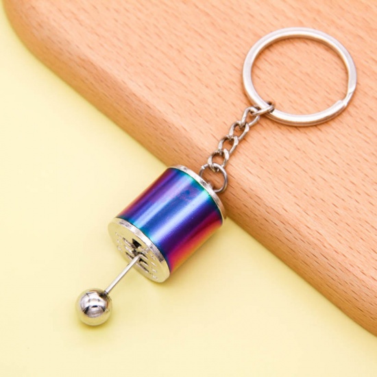 Bild von Kreativ Schlüsselkette & Schlüsselring Silberfarbe Bunt Auto-Schaltgetriebe 9cm, 1 Stück