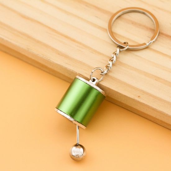 Bild von Kreativ Schlüsselkette & Schlüsselring Silberfarbe Grün Auto-Schaltgetriebe 9cm, 1 Stück