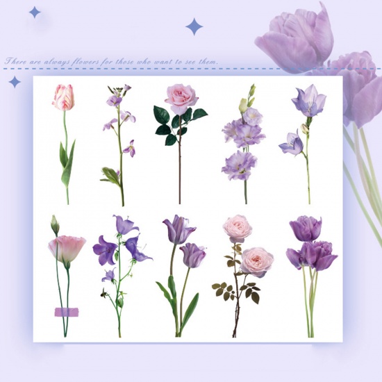 Picture of PET DIY Scrapbook Deco Stickers Multicolor Flower 11.6cm x 4cm, 1 Set