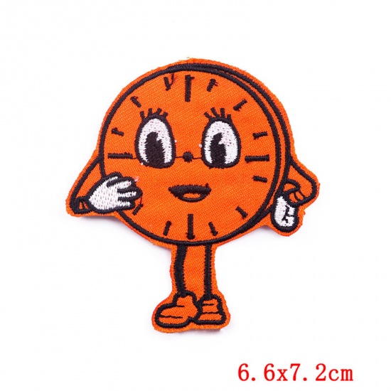 Immagine di Poliestere Rattoppo (Con la colla posteriore) DIY Scrapbooking Craft Rosso Arancione Ricamo 7.2cm x 6.6cm, 2 Pz