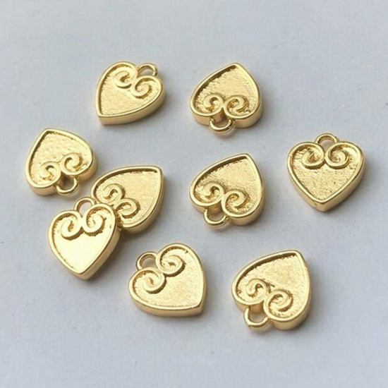 Picture of Brass Simple Charms 14K Gold Plated Heart 7mm x 7mm, 1 Piece