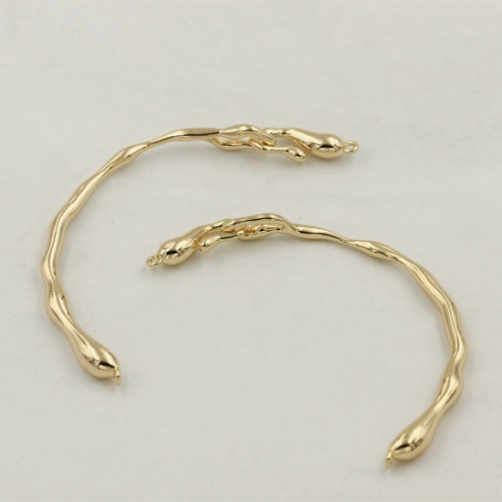 Immagine di Ottone Elegante Braccialetti Semilavorati per la Creazione di Gioielli Artigianali Fai-da-te Ramo 18K Oro riempito 6cm Lunghezza, 1 Pz                                                                                                                        