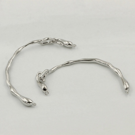 Immagine di Ottone Elegante Braccialetti Semilavorati per la Creazione di Gioielli Artigianali Fai-da-te Ramo Platino Placcato 6cm Lunghezza, 1 Pz                                                                                                                        