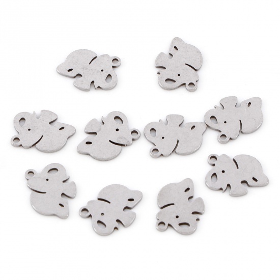 Picture of 201 Stainless Steel Charms Silver Tone Elephant 12mm x 11mm, 10 PCs