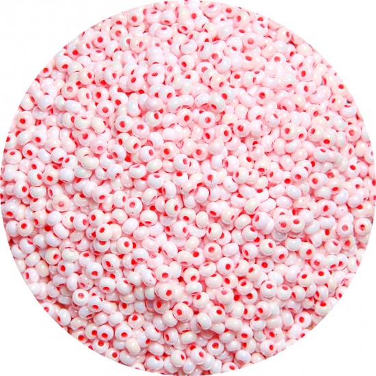 Picture of Ceramic Seed Beads Round Rocailles Red Colorful About 3mm Dia., 20 Grams ( 660 PCs/Packet)