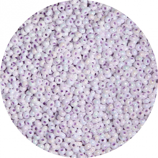 Picture of Ceramic Seed Beads Round Rocailles Purple Colorful About 3mm Dia., 20 Grams ( 660 PCs/Packet)