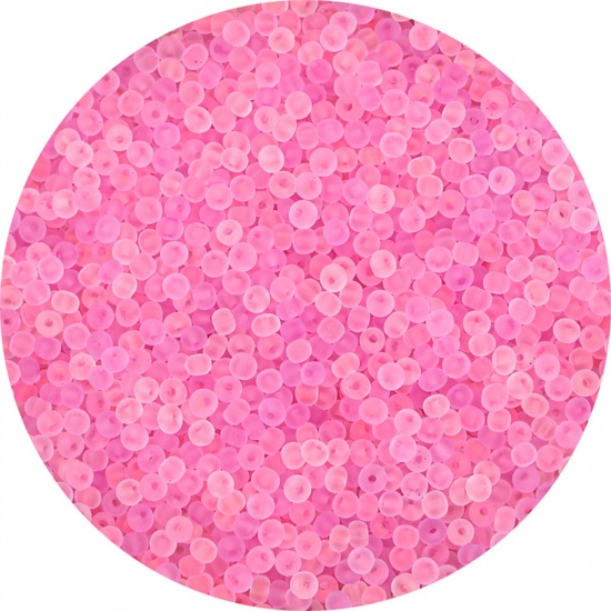 Picture of Glass Seed Beads Round Rocailles Pink & Mauve Frosted Mixed Colorful About 3mm Dia., 20 Grams ( 440 PCs/Packet)