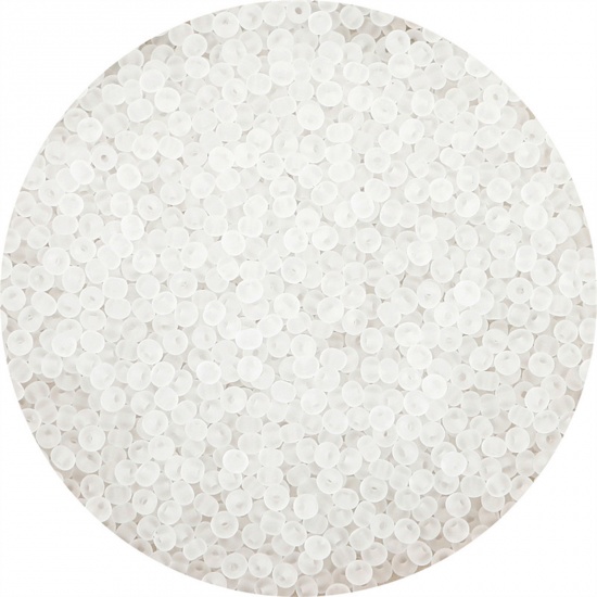 Picture of Glass Seed Beads Round Rocailles White Frosted Colorful About 3mm Dia., 20 Grams ( 440 PCs/Packet)