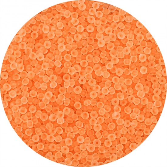 Picture of Glass Seed Beads Round Rocailles Orange Frosted Colorful About 3mm Dia., 20 Grams ( 440 PCs/Packet)