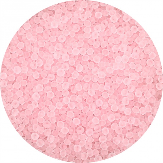 Picture of Glass Seed Beads Round Rocailles Light Pink Frosted Colorful About 3mm Dia., 20 Grams ( 440 PCs/Packet)