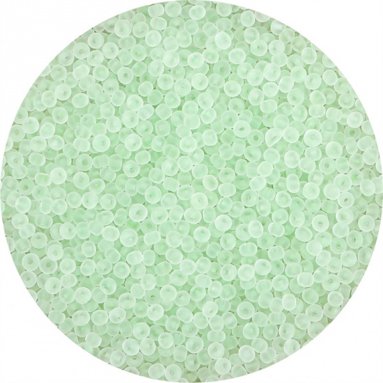 Picture of Glass Seed Beads Round Rocailles Light Green Frosted Colorful About 3mm Dia., 20 Grams ( 440 PCs/Packet)