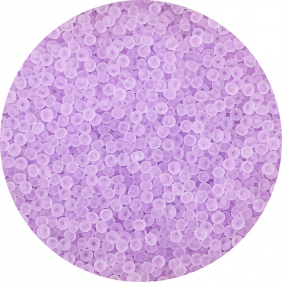 Picture of Glass Seed Beads Round Rocailles Mauve Frosted Colorful About 3mm Dia., 20 Grams ( 440 PCs/Packet)