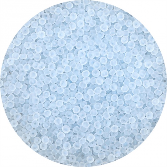 Immagine di Vetro Seme Perline Round Rocailles Blu Chiaro Smerigliato Colorato Per 3mm Dia., 20 Grammi ( 440 Pz/Pacchetto)