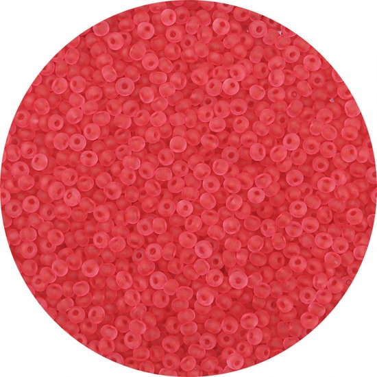 Picture of Glass Seed Beads Round Rocailles Red Frosted Colorful About 3mm Dia., 20 Grams ( 440 PCs/Packet)