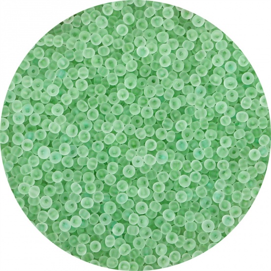 Picture of Glass Seed Beads Round Rocailles Fruit Green Frosted Colorful About 3mm Dia., 20 Grams ( 440 PCs/Packet)