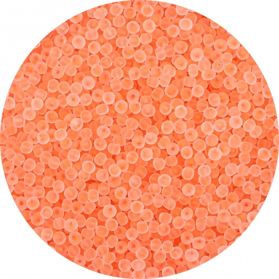 Picture of Glass Seed Beads Round Rocailles Orange-red Frosted Colorful About 3mm Dia., 20 Grams ( 440 PCs/Packet)